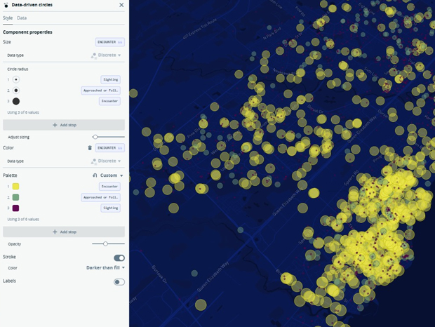 Oakville Coyote Data [Data-driven Circles]