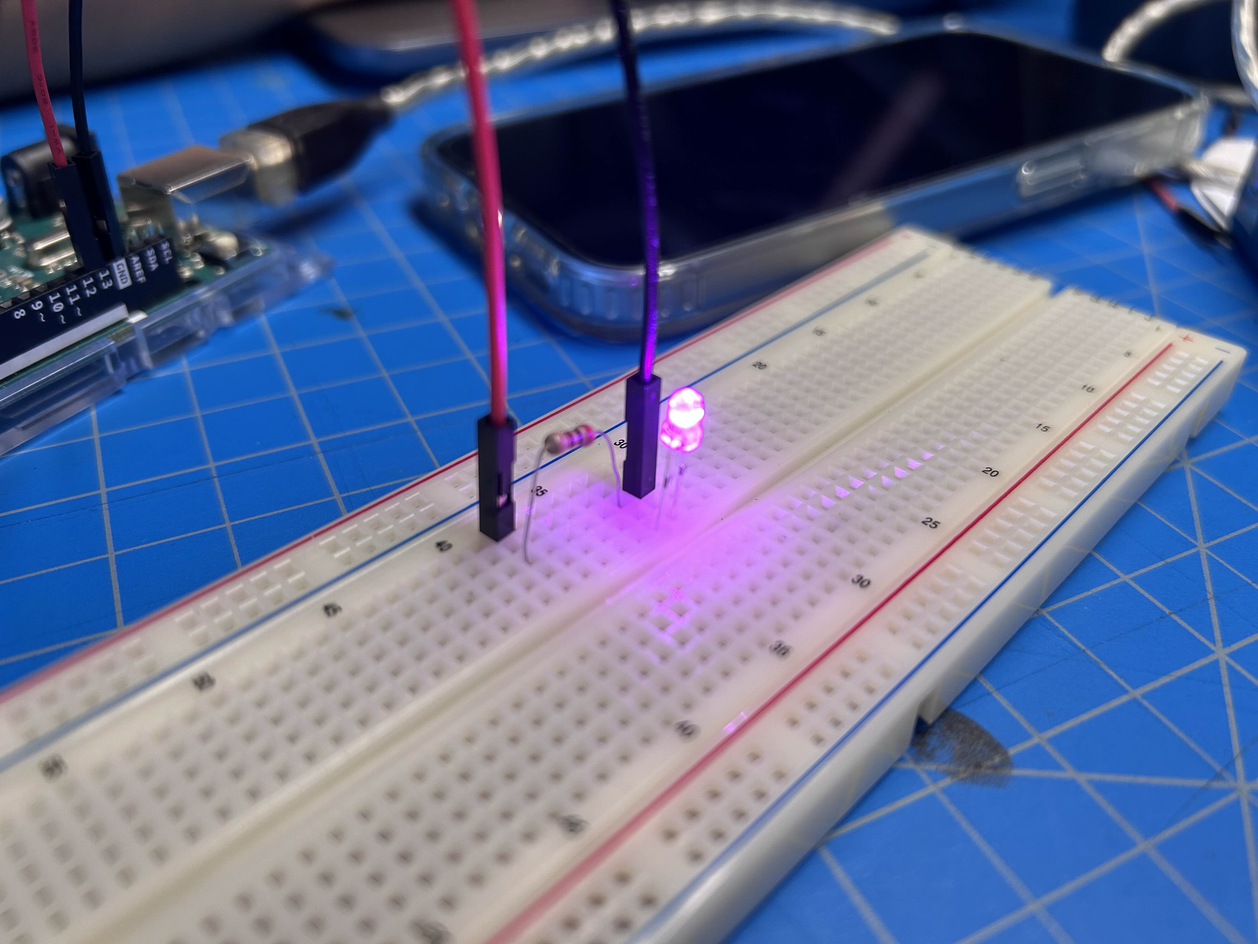 LED in Breadboard with Resistor