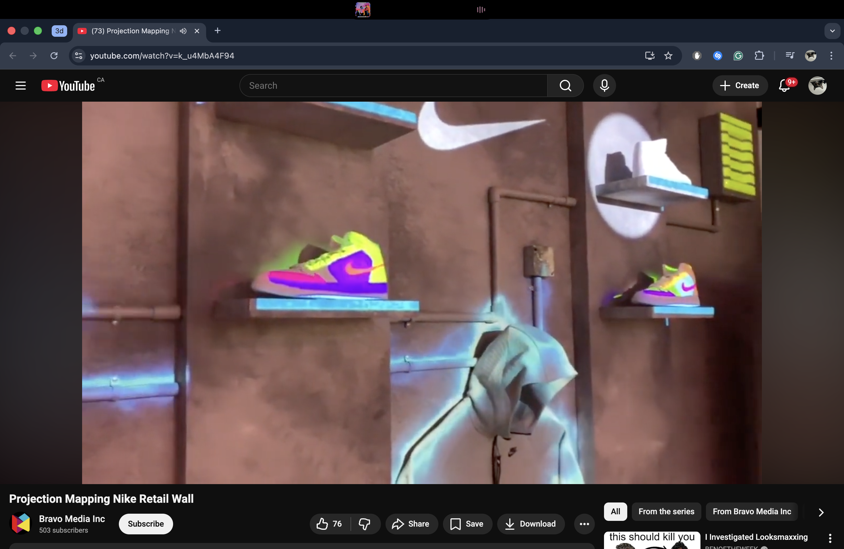 Thinking of ways I could merge both 3D motion graphics and projection mapping into a productive setting, I immediately thought of Retail Projection Mapping Installations. I discovered that Nike has produced a few projection mapping installations to enhance the physical environment, highlight products, and create an engaging experience for visitors. 